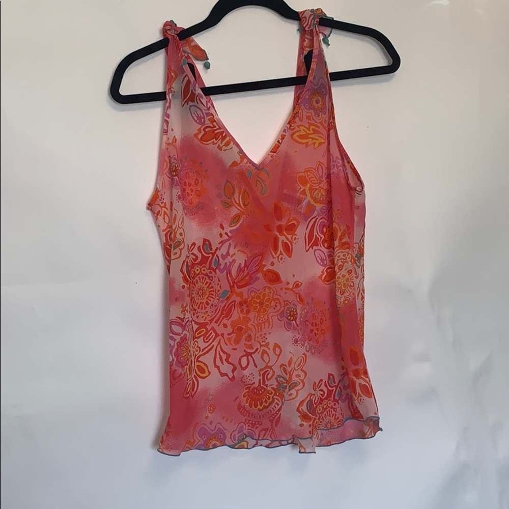 Josie Natori Floral Pink Sleeveless Pajama Set - Size Medium